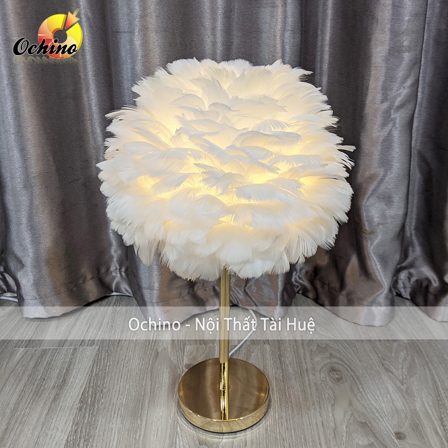 Đèn Lông Vũ, Đèn Ngủ Lông Vũ Hình Đám Mây Chân Mạ Vàng Sang Chảnh Size 30 Cm ( Hình Thật Và Video)