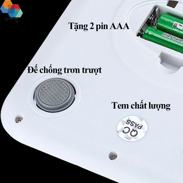 Cân điện tử tiểu ly nhà bếp dinh dưỡng 5kg/1g bề mặt chống rỉ, nước, màn hình LCD sắc nét, đã bao gồm 2 pin AAA tặng kèm