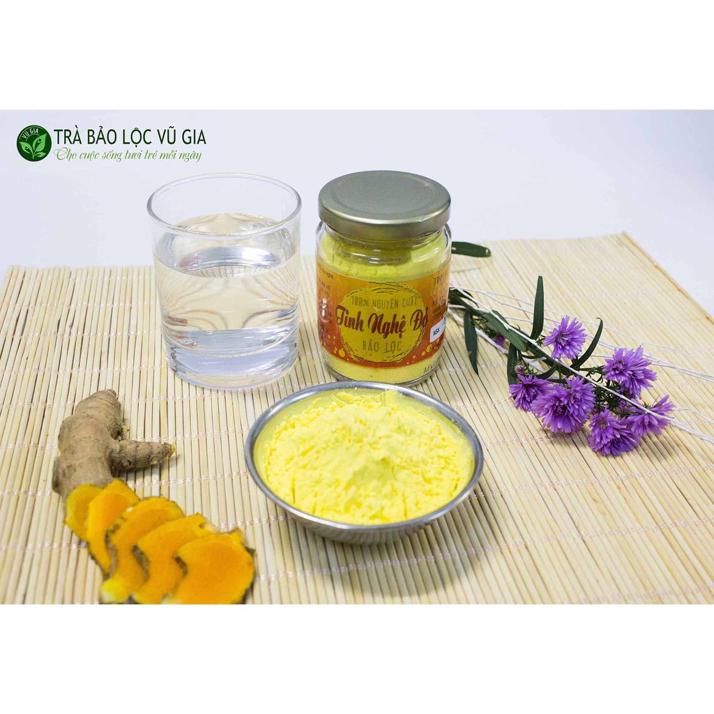 Bột Trà Xanh Nguyên Chất 100g  + Tinh Nghệ Đỏ Nguyên Chất 100g - Vũ Gia + Tặng Cọ Quét - Có giấy kiểm nghiệm y tế
