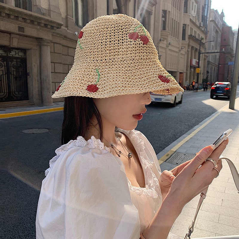 Nón Cói Vành Rộng Che Nắng Khoét Lỗ Thời Trang Mùa Hè Cho Nữ