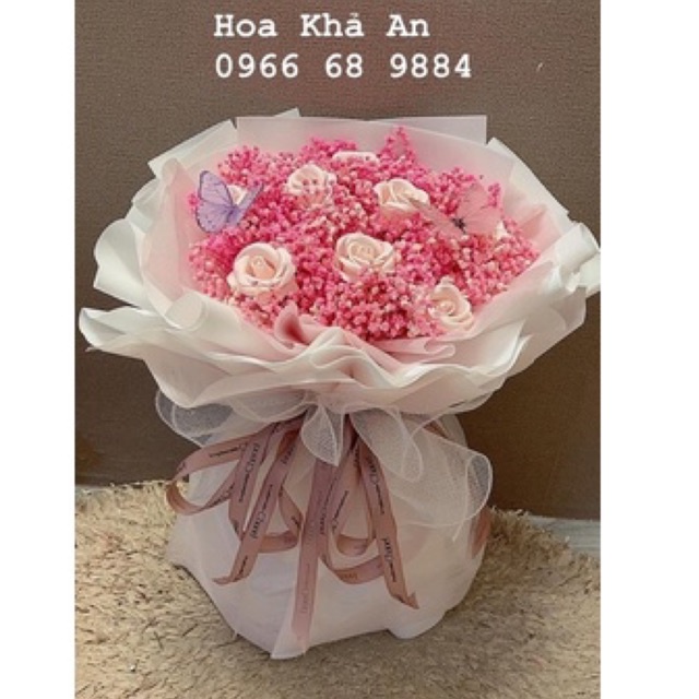 [Babi khô] Bó hoa babi khô mix sáp cao cấp cực xịn. Gói giấy xốp Hàn ko nhăn.