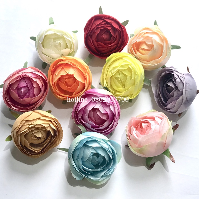 Hoa lụa giả - Đầu Bông Hoa Hồng Trà Tứ Quý (loại 1) Trang Trí Hộp Quà, Decor Siêu Đẹp