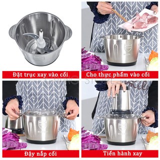 Máy Xay Thịt Đa Năng Cối Inox 304 2L Công xuất 300W Lưỡi Kép (hàng mới về)  GIÁ SỈ SIÊU RẺ