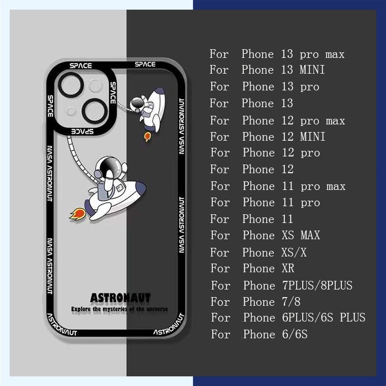 Ốp Điện Thoại TPU Mềm Hình Phi Hành Gia Dễ Thương Cho IPhone 13 12 Mini 11 Pro X XR XS Max SE 2020 6 6S 7 8 Plus