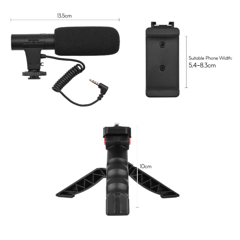 Giá Đỡ Điện Thoại Vlog Shot Kit Kiêm Mic Ghi Âm, Đèn Led, Gậy Tripods Có Điều Khiển Dùng Cho Quay Video Livestream Chụp