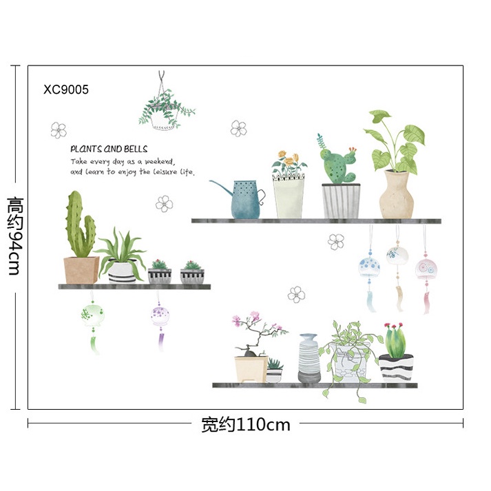 Decal trang trí chạu xương rồng chất liệu PVC sắc nét