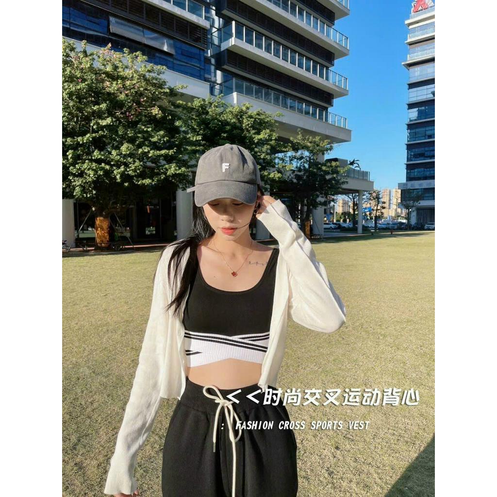 Áo bra nữ đai chéo dáng trẻ trung năng động tặng mút lót