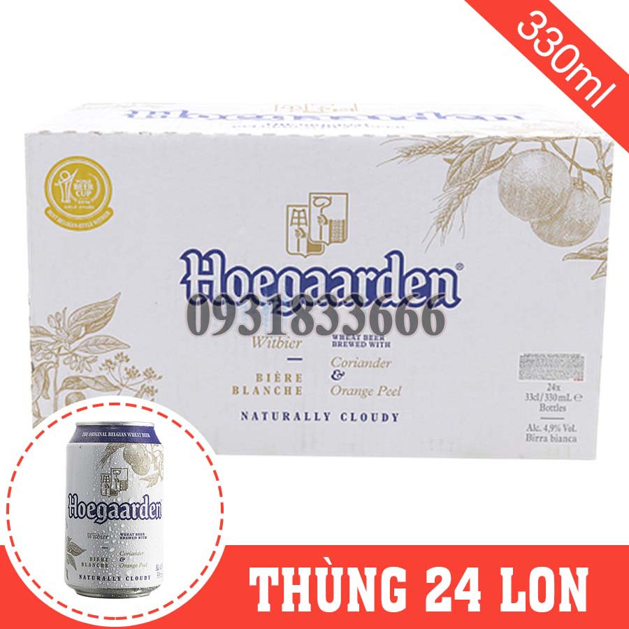 Bia Bỉ Hoegaarden 4,9% Thùng 24 Lon 330ml