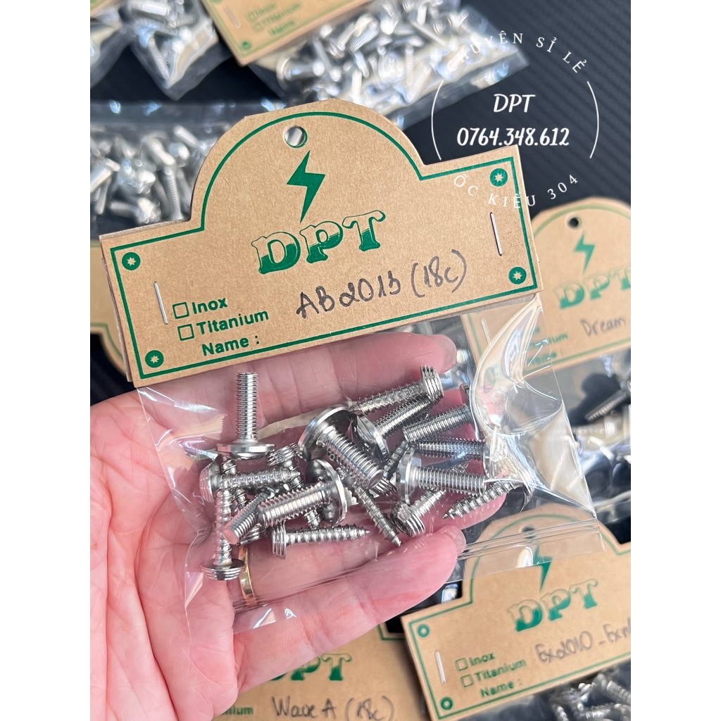 [HÌNH THẬT] Bộ ốc áo Inox 304 gắn cho xe AB2013 (18 con)