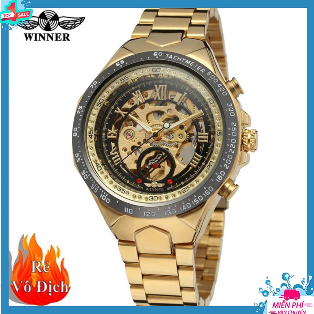 Đồng Hồ Cơ Nam Lộ Máy Chạm Khắc 3D Winner