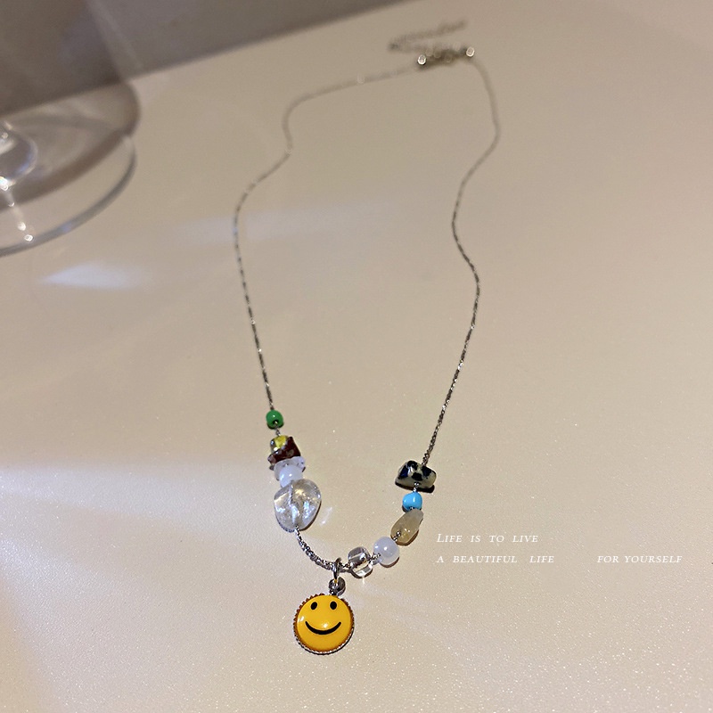 Dây Chuyền Mặt Cười Đính Đá Nhiều Màu Sắc Phong Cách Hàn Quốc Thời Trang 19A1174