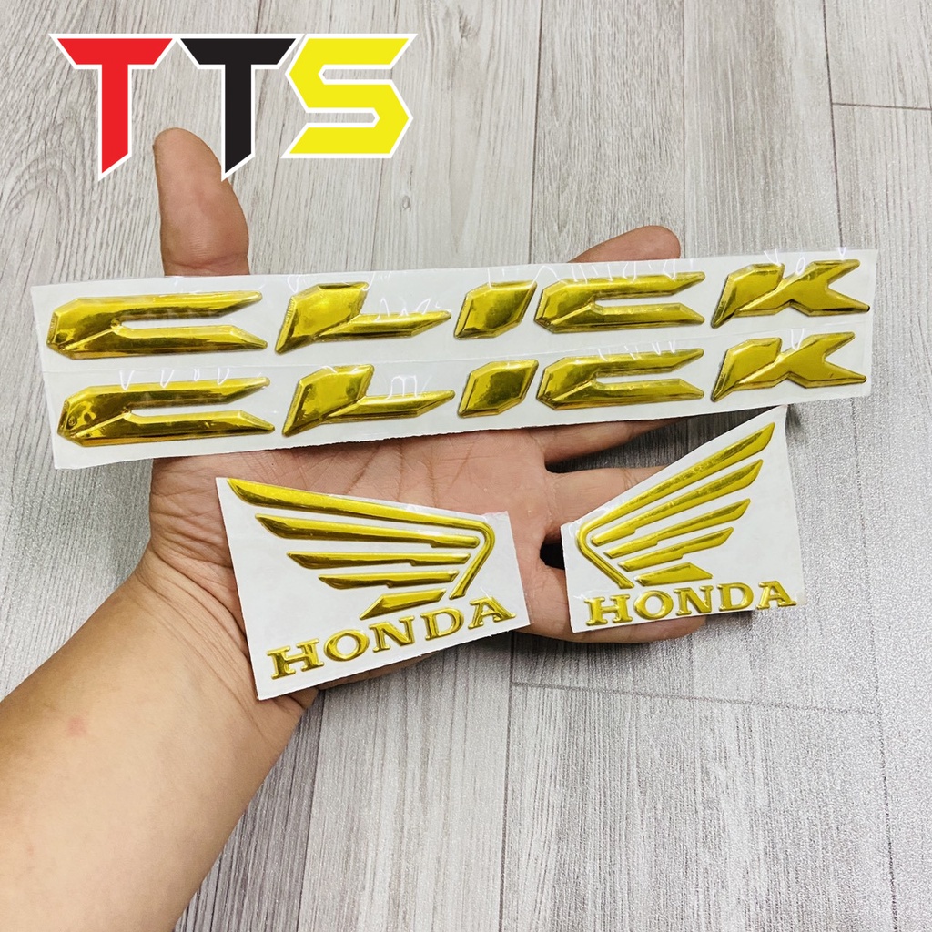 ( CLICK VÀNG ) Bộ tem chữ kèm logo cánh chim chất liệu nhựa dẻo mạ chrome sáng bóng