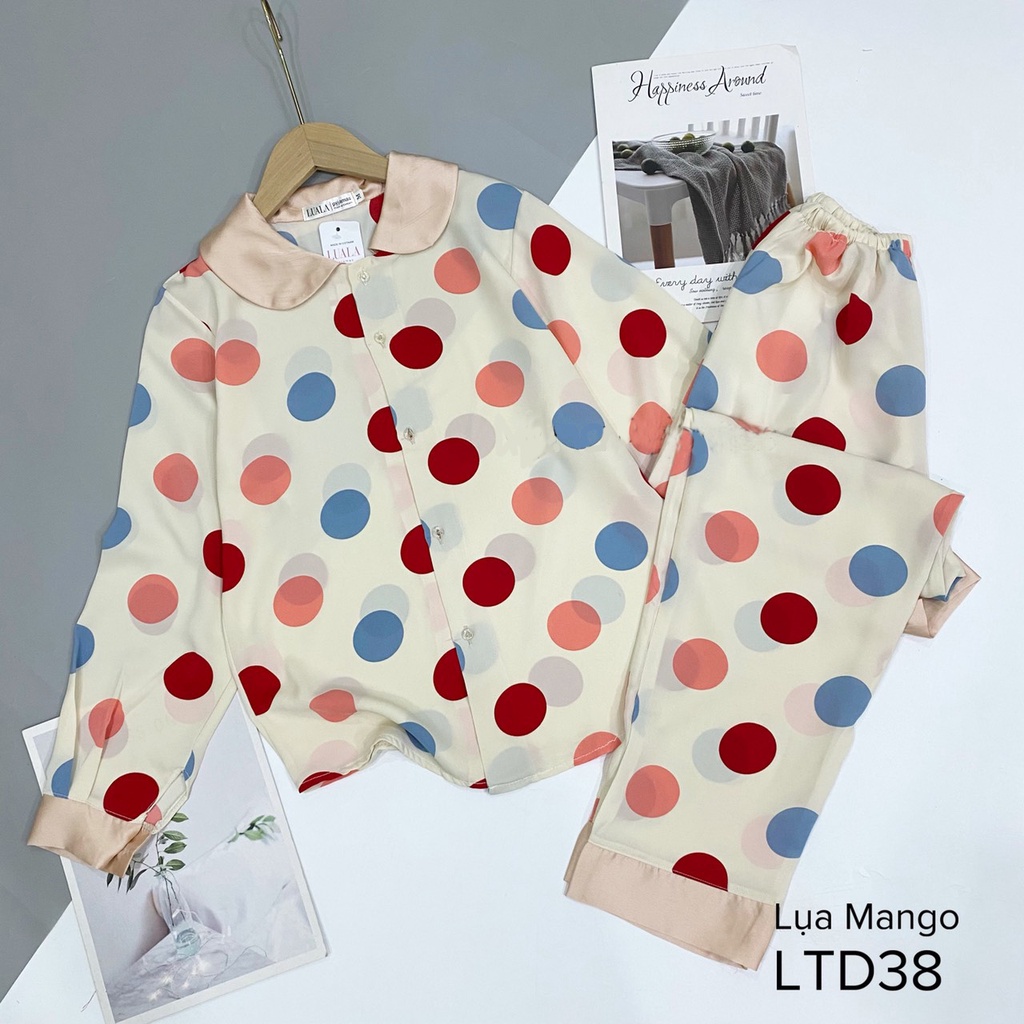 Bộ pijama dài tay lụa mango,latin mềm mịn⚡bao đẹp♥️không bai xù, co rút vải♥️hình in sắc nét⚡full size full màu