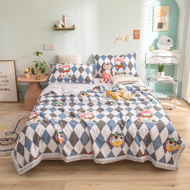 Bộ Chăn Ga Gối Cotton Living Chăn Chần - 100% Cotton Mẫu Hoạt Hình Cực Đáng Yêu Cho Các Bé