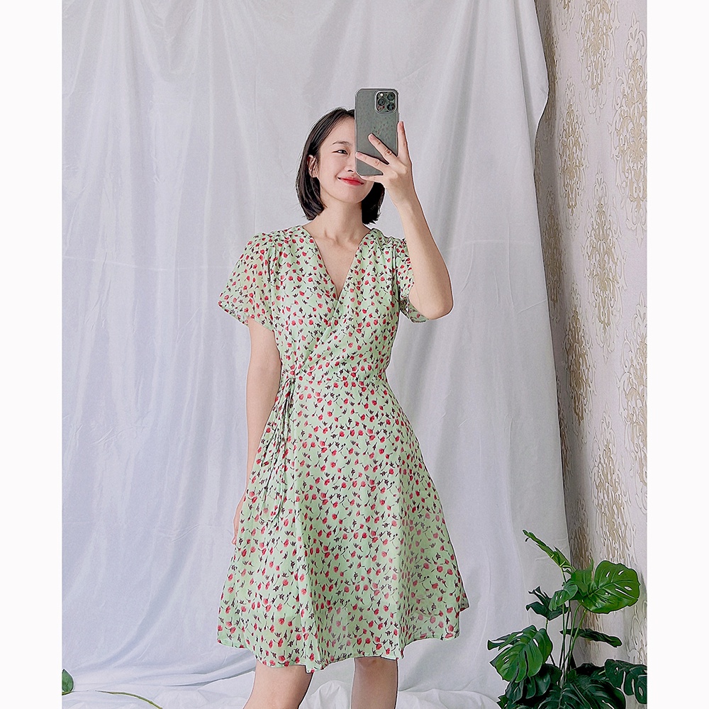Đầm hoa nhí cổ chữ V dễ thương RD045