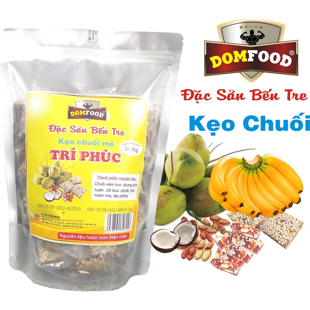 Kẹo chuối bến tre Domfood túi 01kg