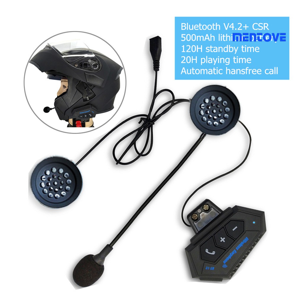 Tai Nghe Bộ Đàm Kết Nối Bluetooth 4.2 Mang Đi Xe Mô Tô Mentove Bt-12