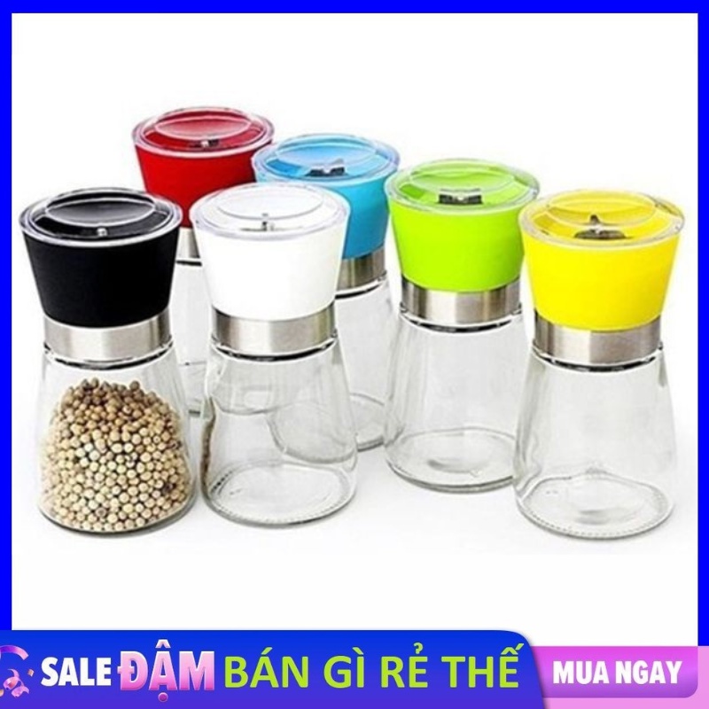 Dụng cụ xay tiêu, lọ xay tiêu, cối xay tiêu lưỡi sắc bén, chai thủy tinh trong suốt tiện dụng