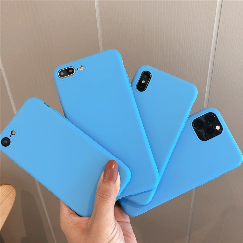 vivo 1609 1606 1611 1610 1601 1603 1716 1723 1718 1726 1713 1714 1724 1725 1727 1728 1719 Solid color silicone case for mobile phone TPU sky blue mobile phone shell Simple mobile phone anti dropping shell