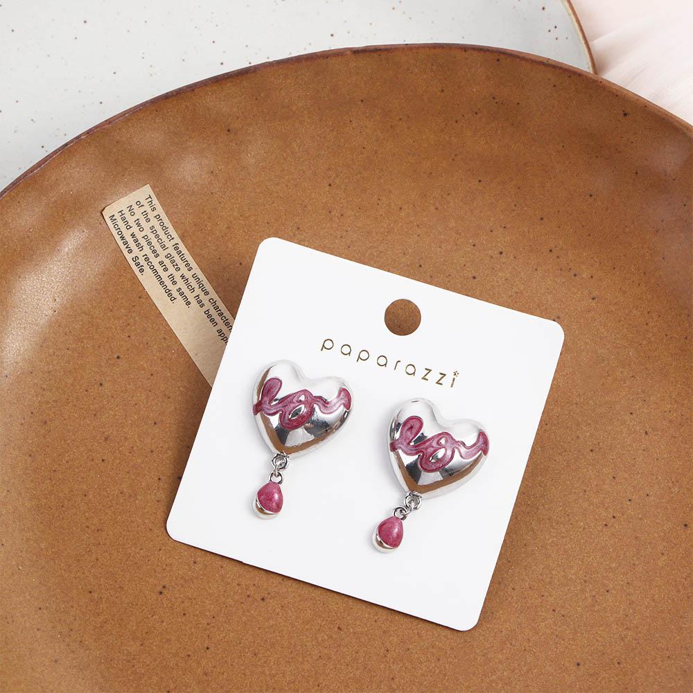 Bông Tai VANES1 Trái Tim Màu Hồng Ngọt Ngào Thanh Lịch Phong Cách Hàn Quốc