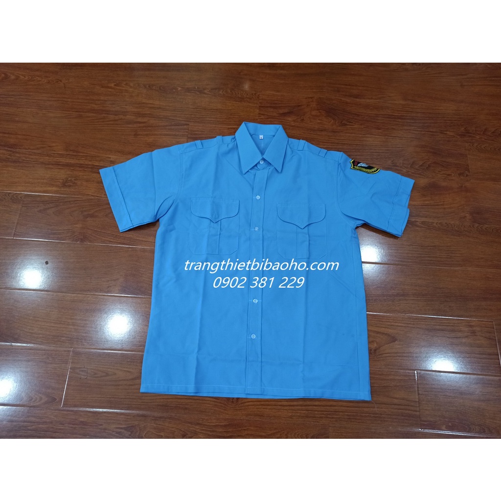 [KHUYẾN MÃI] - Áo sơ mi bảo vệ màu xanh dương vải Kate Fo siêu mát - hình thật