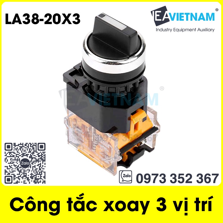 Công tắc xoay 3 vị trí phi 22 mm LA38-20X3 / Công tắc xoay 3 tiếp điểm 22mm