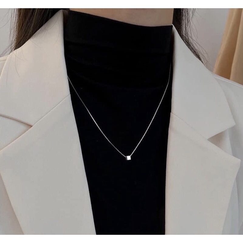 DÂY CHUYỀN BẠC MẶT HỘP CỰC XINH CHO BẠN NỮ - DÂY BẠC 925