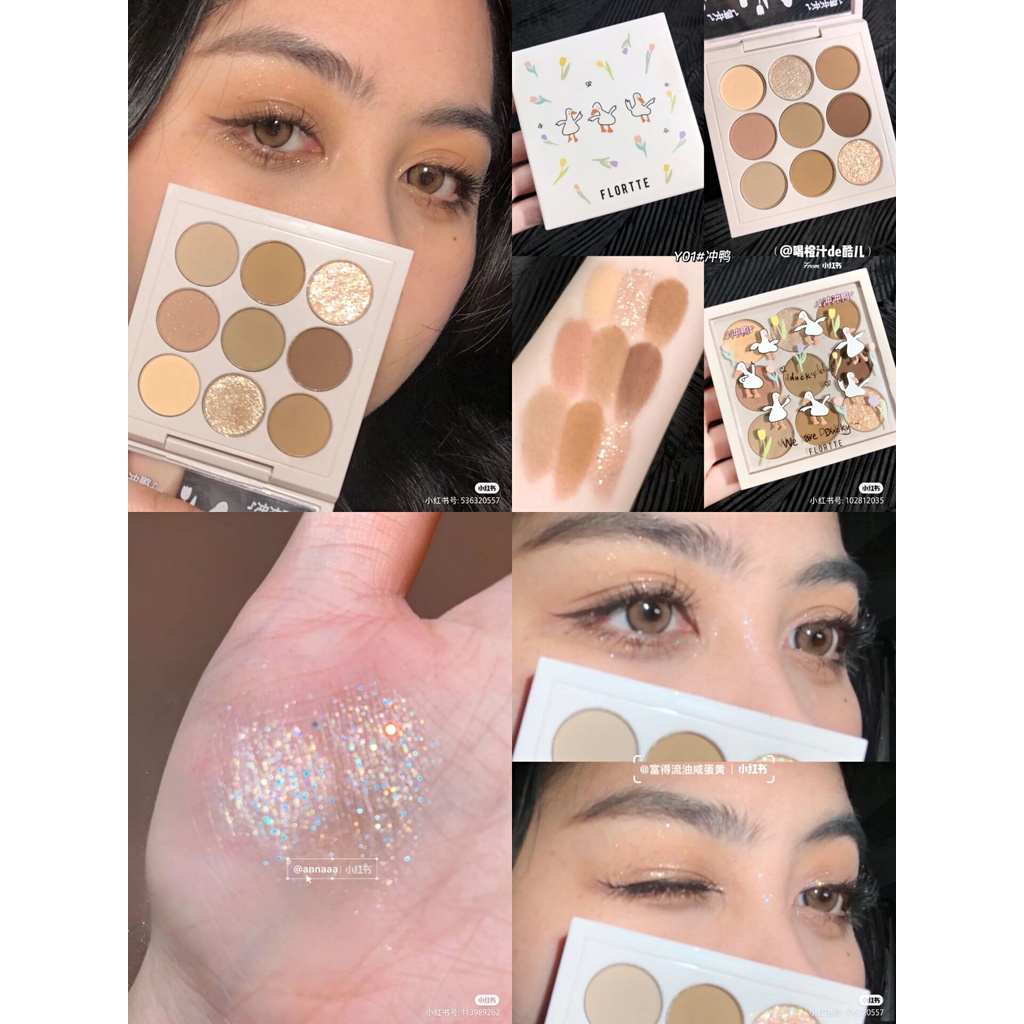 [Hàng mới về] Bảng phấn mắt Flortte 9 màu Chic chú vịt may mắn xinh xắn | BigBuy360 - bigbuy360.vn