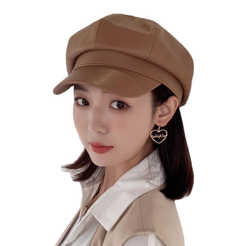Mũ beret nữ thời trang da Pu vòng đầu 60Cm có dây rút bên trong nón 3 màu