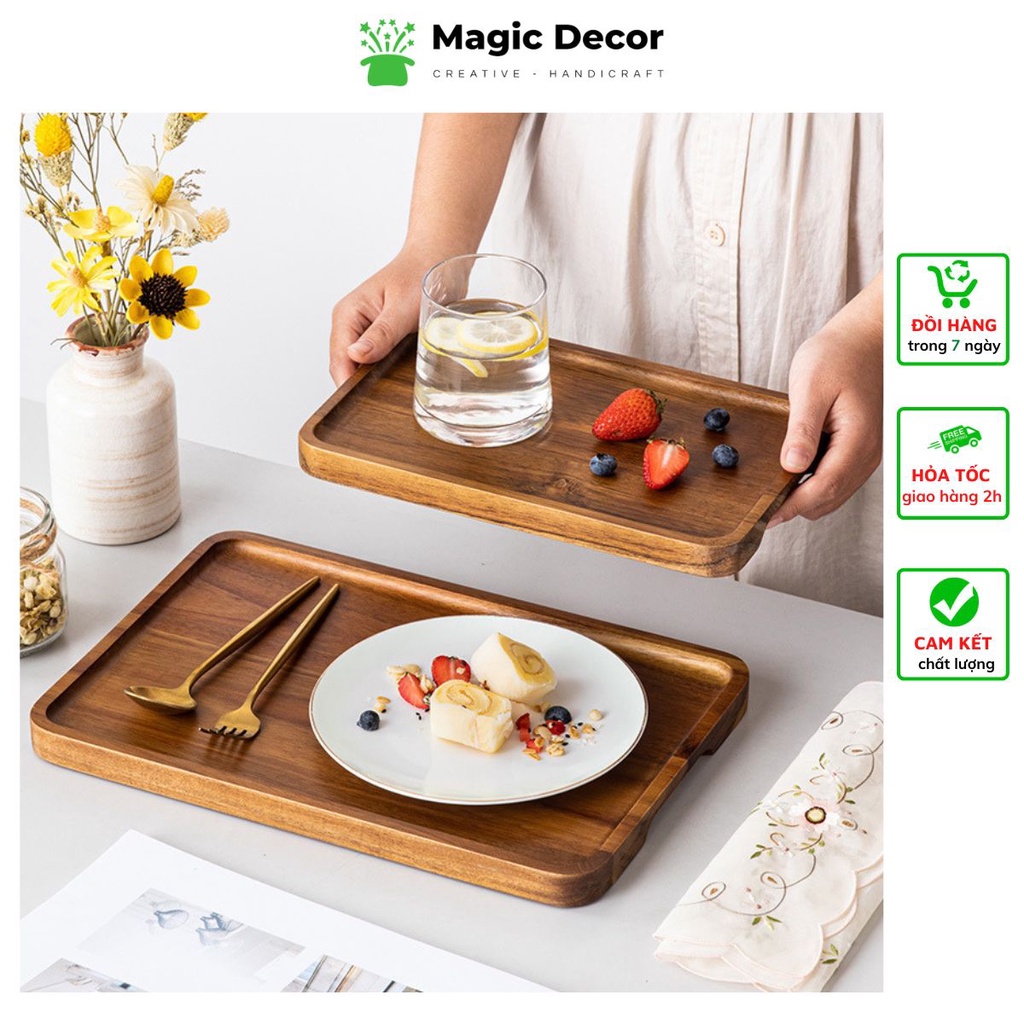 Khay gỗ decor, đựng đồ ăn chuyên dụng cho quán cà phê, nhà hàng phụ kiện chụp ảnh gỗ tần bì cao cấp