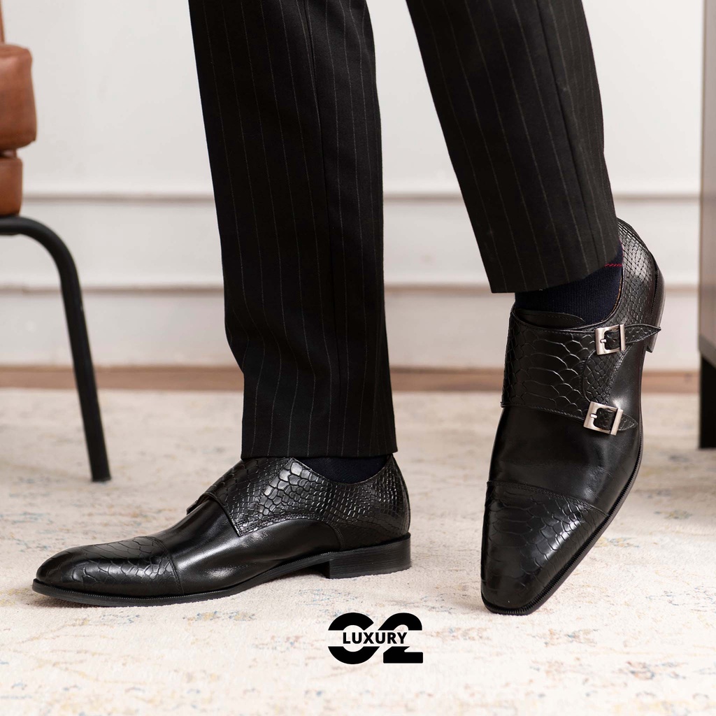 Giày nam Double Monstrap Cao cấp full size màu Đen , Nâu thời trang