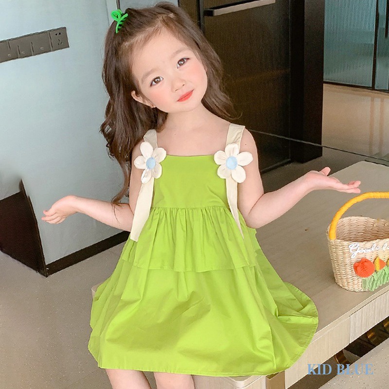 Đầm Hai Dây Xếp Tầng Phong Cách Hàn Quốc Xinh Xắn Dành Cho Bé Gái