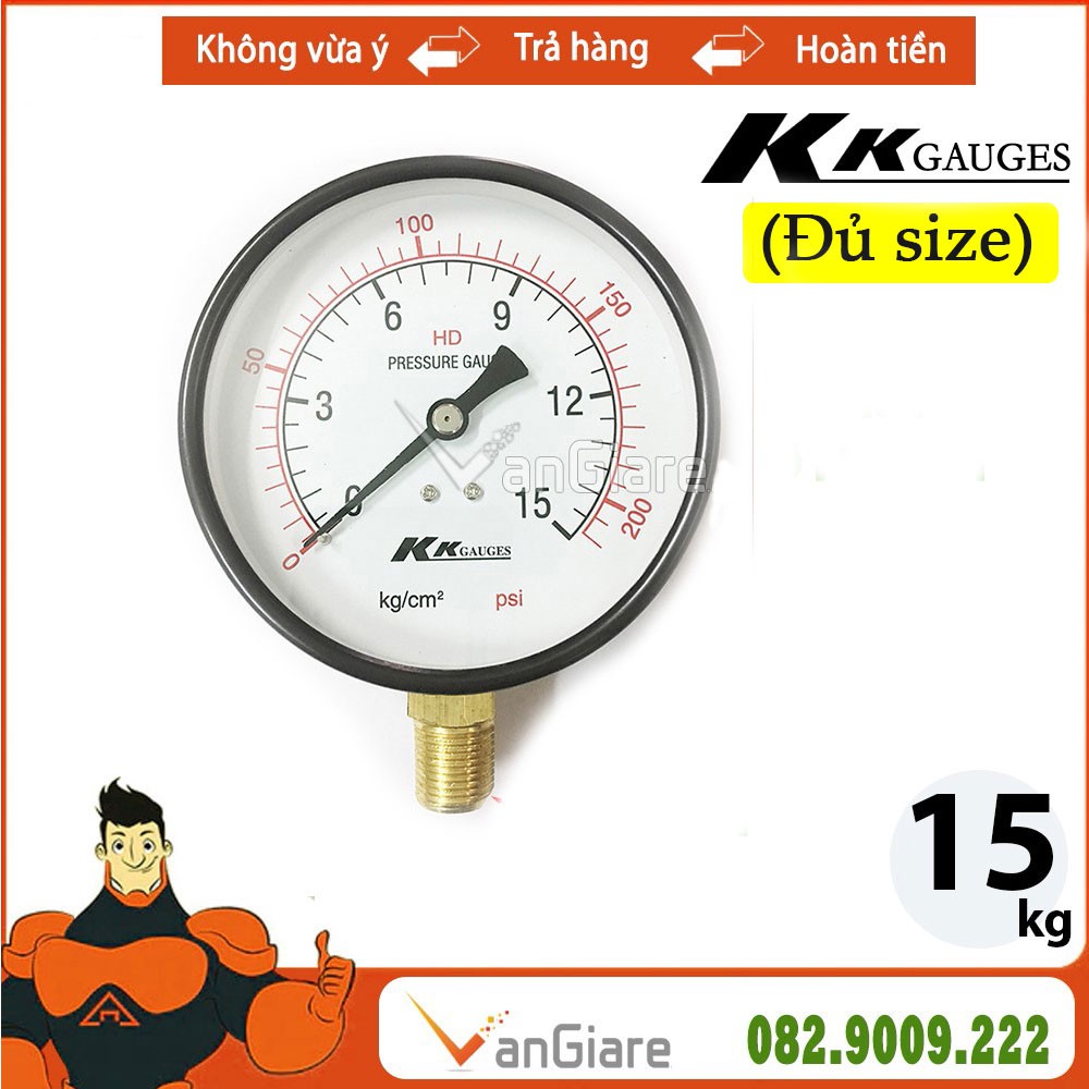 Đồng hồ áp suất KK Gauge 15kg