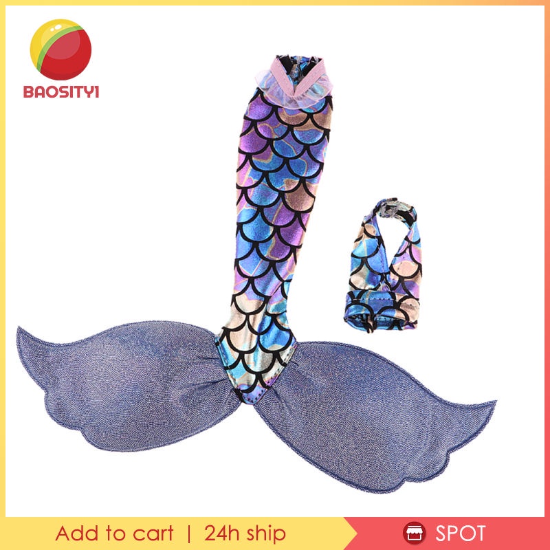 Set chân váy hình dạng đuôi nàng tiên cá kèm áo cổ chữ V cho búp bê 26-29cm