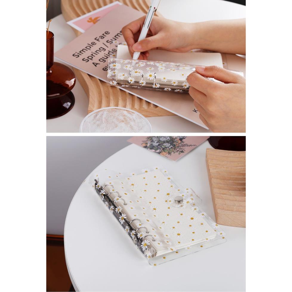 Bìa sổ còng SOLANO sổ còng A6 họa tiết hoa cúc phong cách Hàn Quốc độc đáo bắt mắt SN-001392
