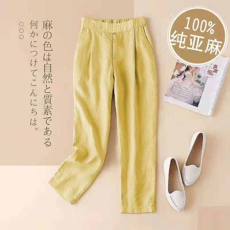 Quần Harem Cotton Lanh Mỏng Dáng Suông Plus Size Cho Nữ