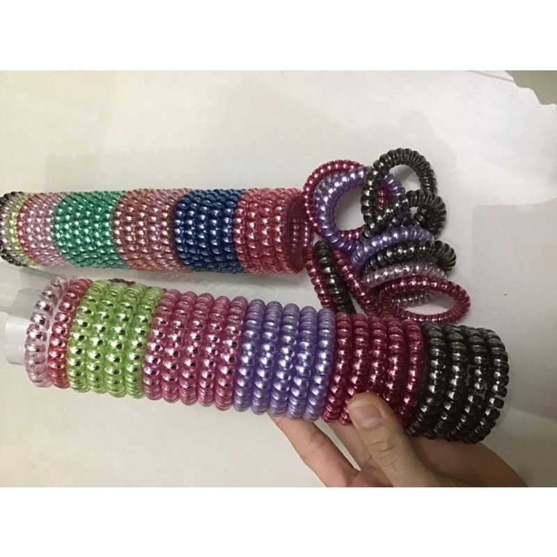 5 Dây buộc tóc lò xo - dây buộc tóc xoắn ánh nhũ loại to đủ màu