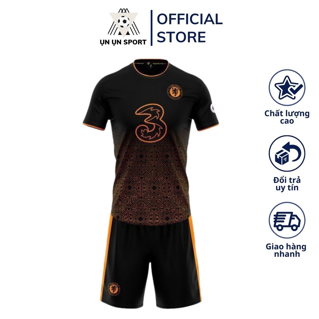 Bộ Áo Đá Bóng Nam Nữ Đội Tuyển Chelsea Đồ Bộ Thể Thao Đá Banh Ngắn Tay Màu Đen Mùa Giải 2022-2023