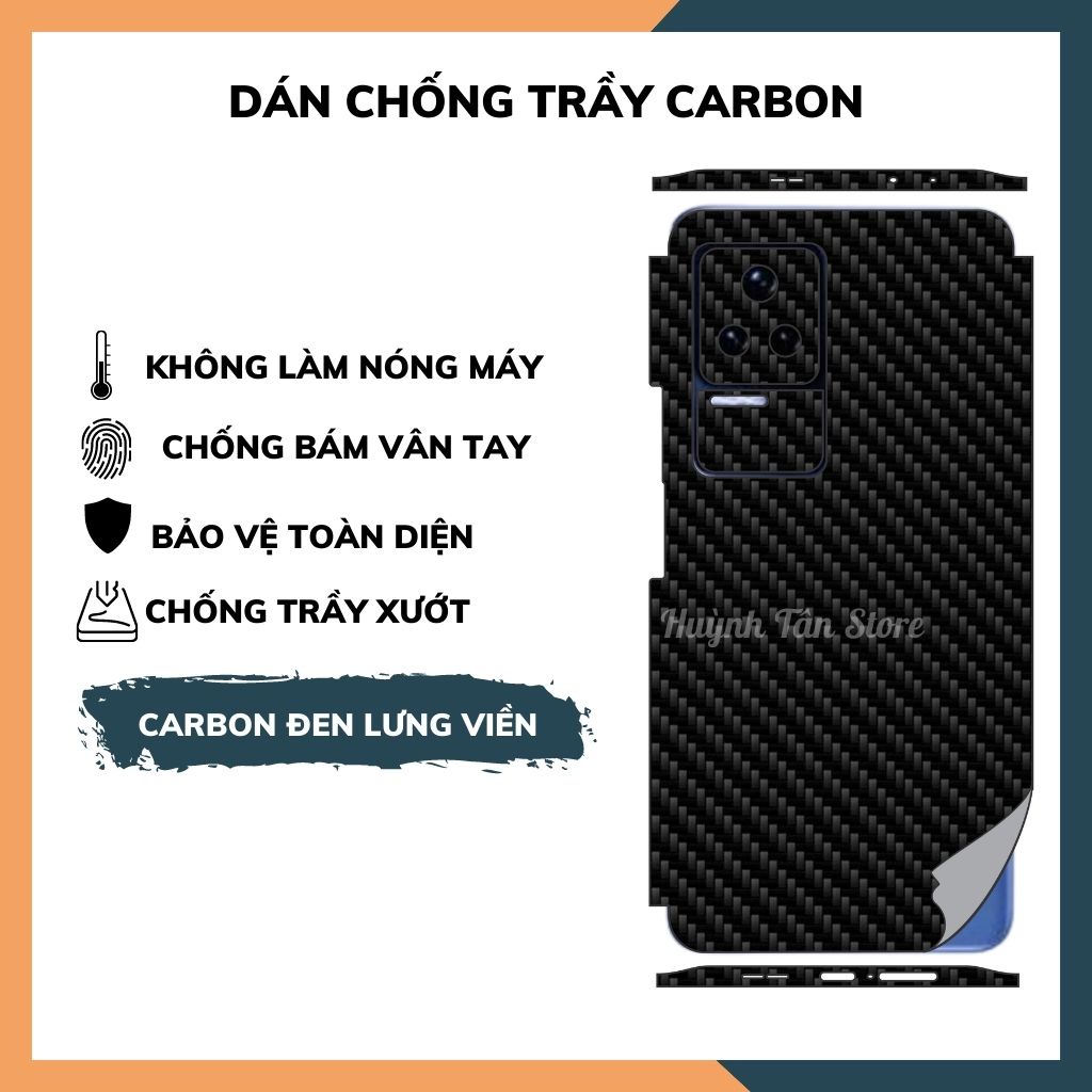 Miếng dán carbon redmi k50, redmi k50 pro, poco f4 chống trầy mặt lưng chống vân tay bảo vệ camera - huỳnh tân store