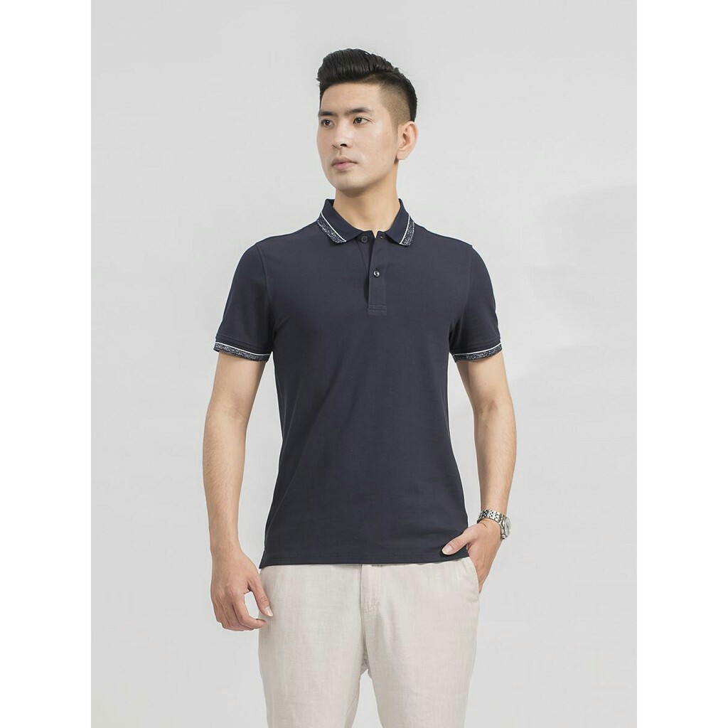 Áo Thun Nam Có Cổ ARISTINO Tay Ngắn, Chất Cotton Cao Cấp,APS067S9-XANH TIM THAN