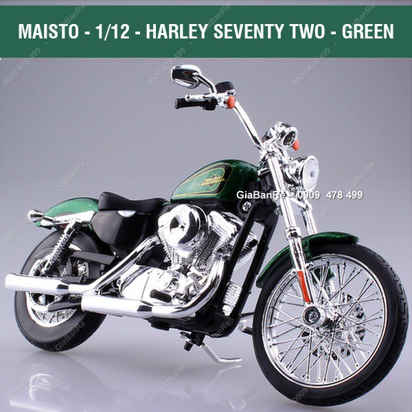 Xe Mô Hình Moto Harley Davidson 1200 Seventy Two Tỉ Lệ 1:12 - Maisto – Xanh - 8651x
