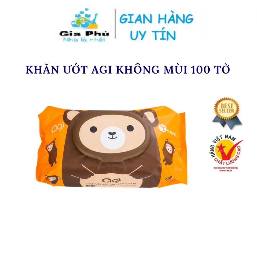 Khăn ướt agi không mùi 100 tờ ( giao màu ngẫu nhiên)