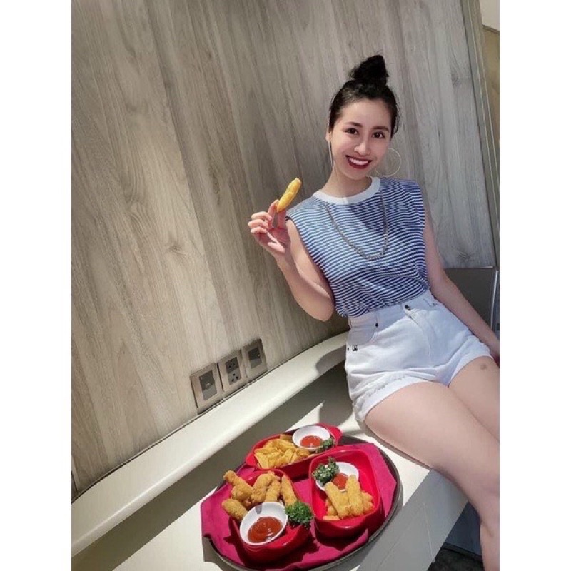 42012. ÁO LEN KẺ SỌC SÁT NÁCH GẮN XÍCH