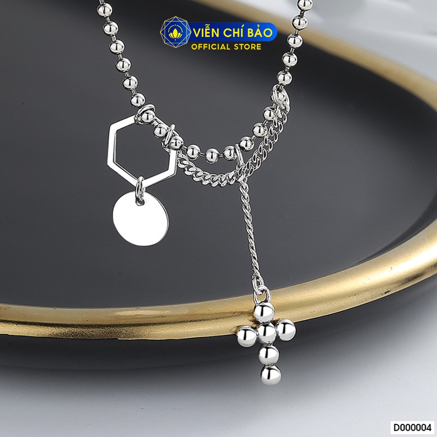 Dây chuyền bạc nữ Choker thập giá dây bi chất liệu bạc 925 thời trang phụ kiện trang sức Viễn Chí Bảo D000004