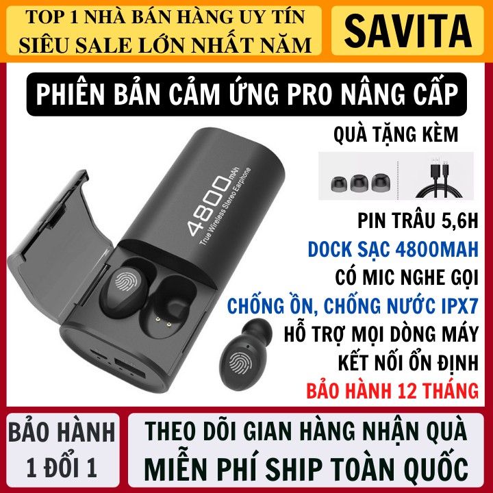 Tai Nghe Bluetooth 5.0 Amoi F270 PRO TWS NÚT BẤM, Cốc Sạc Kiêm Sạc Dự Phòng Cho Điện Thoại Chống Nước IPX7