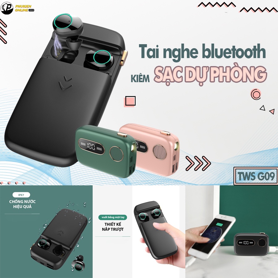 Tai nghe Bluetooth TWS G09 - Tích hợp PIN Sạc dự phòng 6000mah - Màn hình đèn LED - Tíc