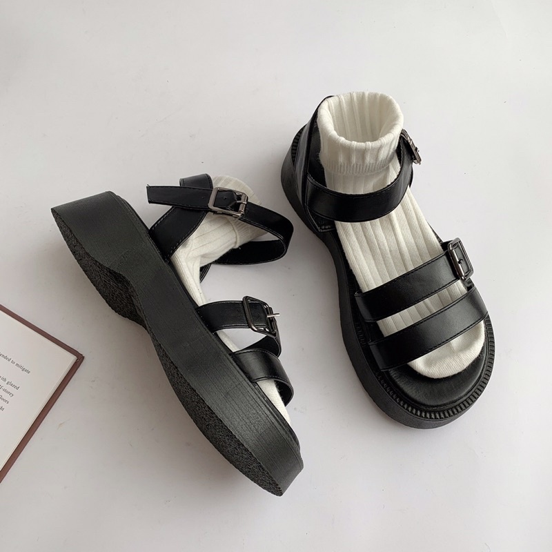 Giày Sandal Nữ Ulzzang bản cao cấp - Sandal Quai Mảnh đế cao 5p chuẩn hàng quảng châu đi học mang áo dài