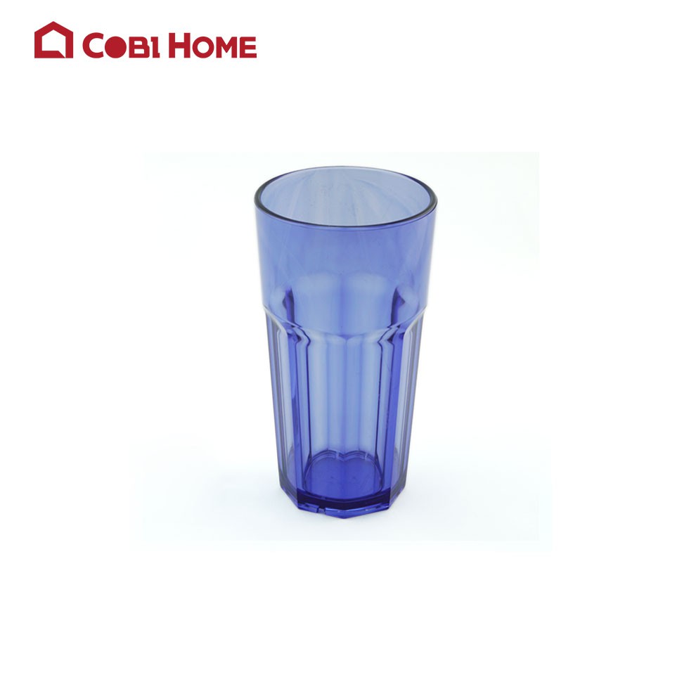 Ly nhựa bát giác trong suốt dùng uống sinh tố hoặc bia, màu xanh dương / trắng - Cobi Home