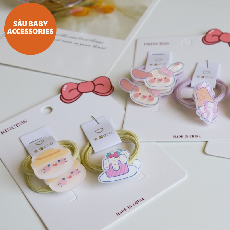 Sét 2 đôi dây chun buộc tóc hình siêu cute cho bé