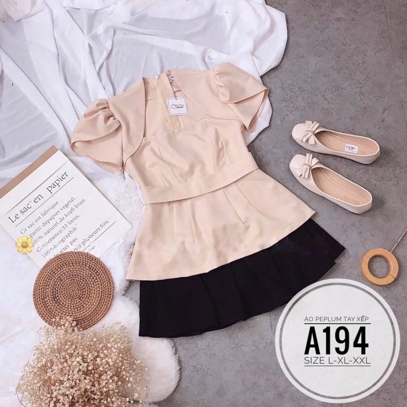 [Mã FATHANG5 giảm 10K đơn 50K] Bigsize Áo peplum tay xếp A194
